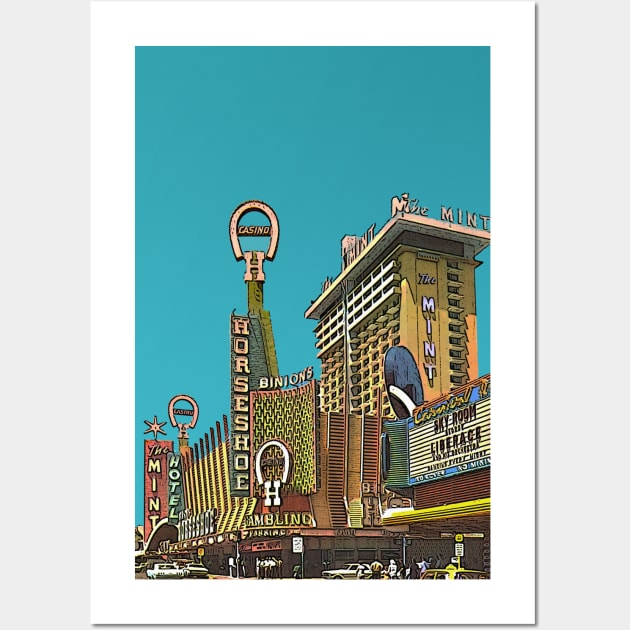 Las Vegas - Vintage Scenic Illustration Wall Art by DankFutura